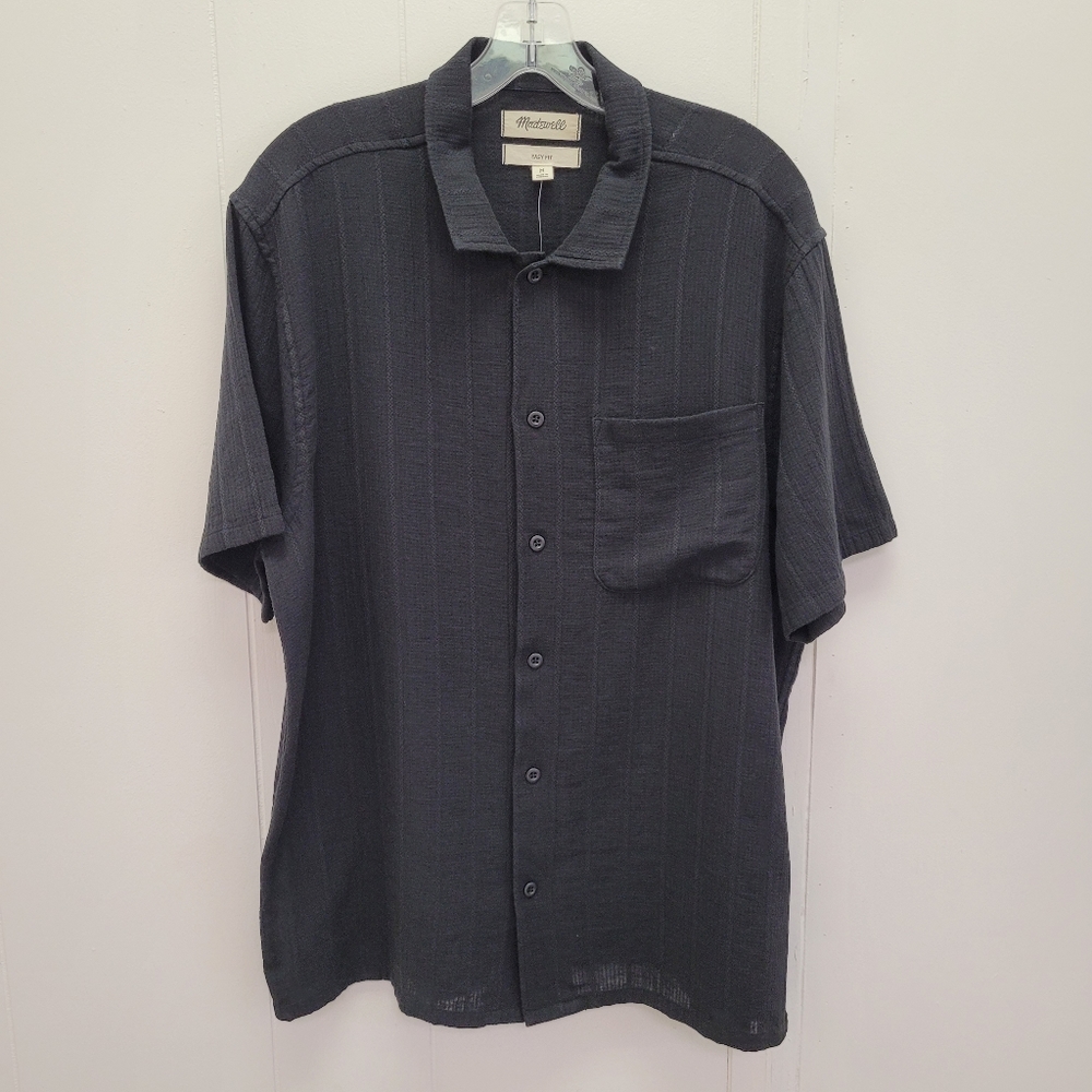 Madewell Easy Fit Textural Stripe Short Sleeve Shirt Style# NL084